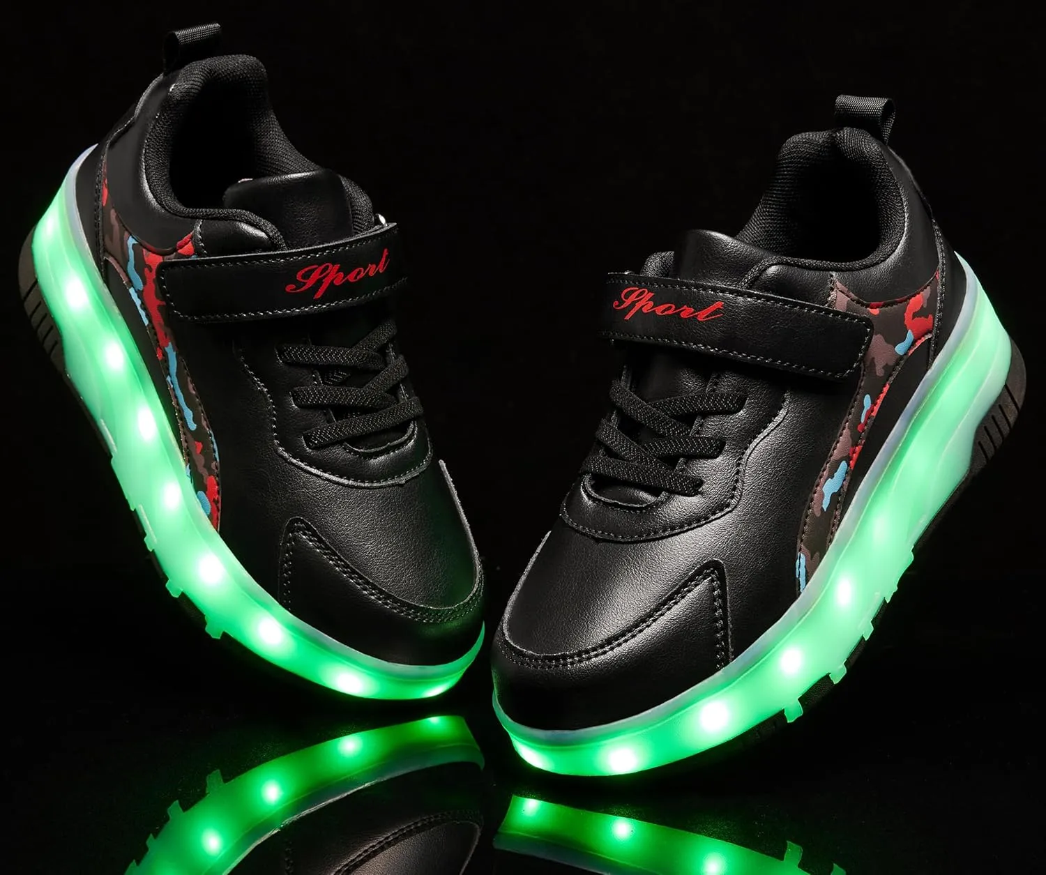 LED Roller Skates Shoes 4 Wheel Skating for Kids 5-15 Years -12 Light Modes Boys Girls Light Up Sneakers for Birthday