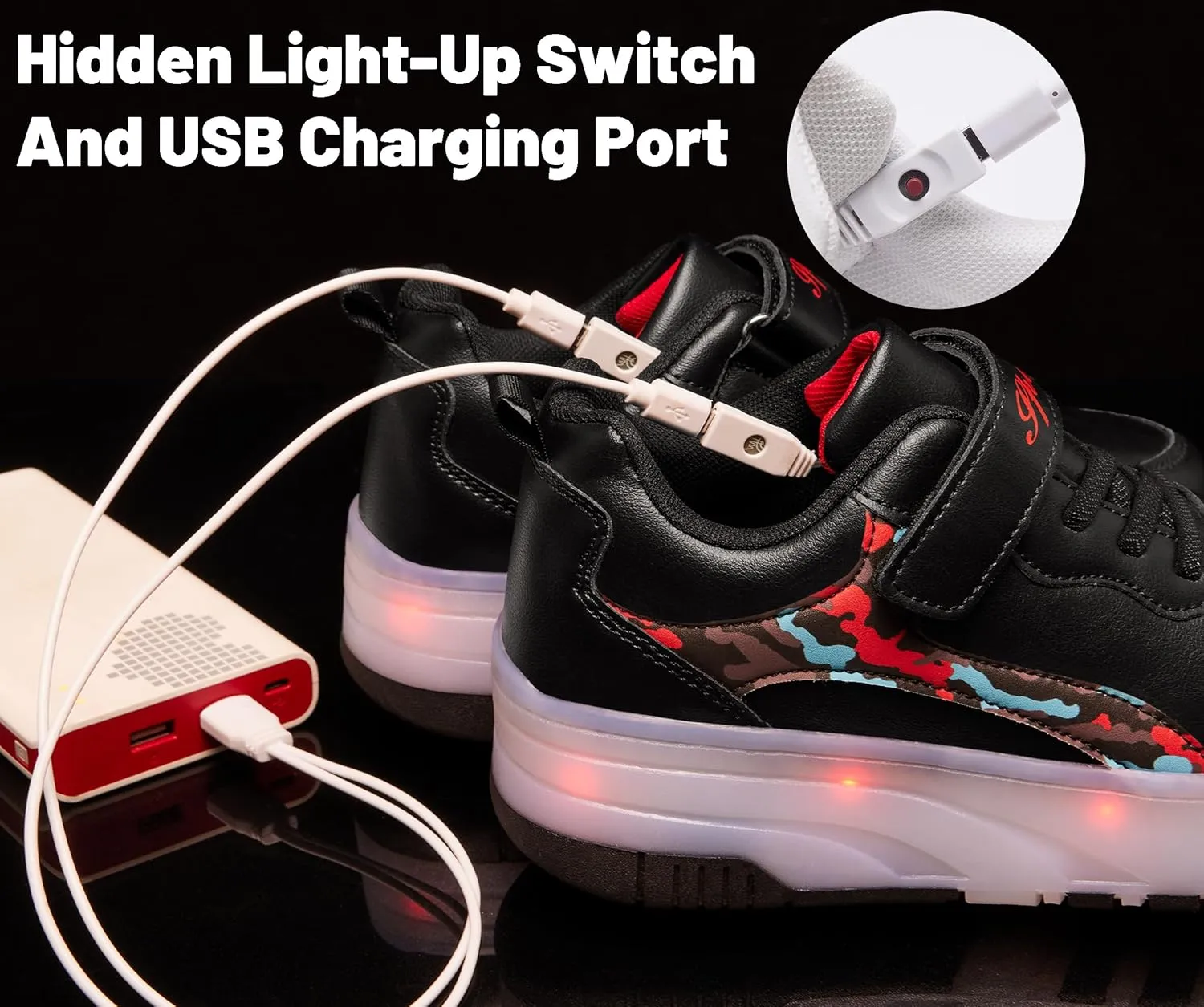 LED Roller Skates Shoes 4 Wheel Skating for Kids 5-15 Years -12 Light Modes Boys Girls Light Up Sneakers for Birthday