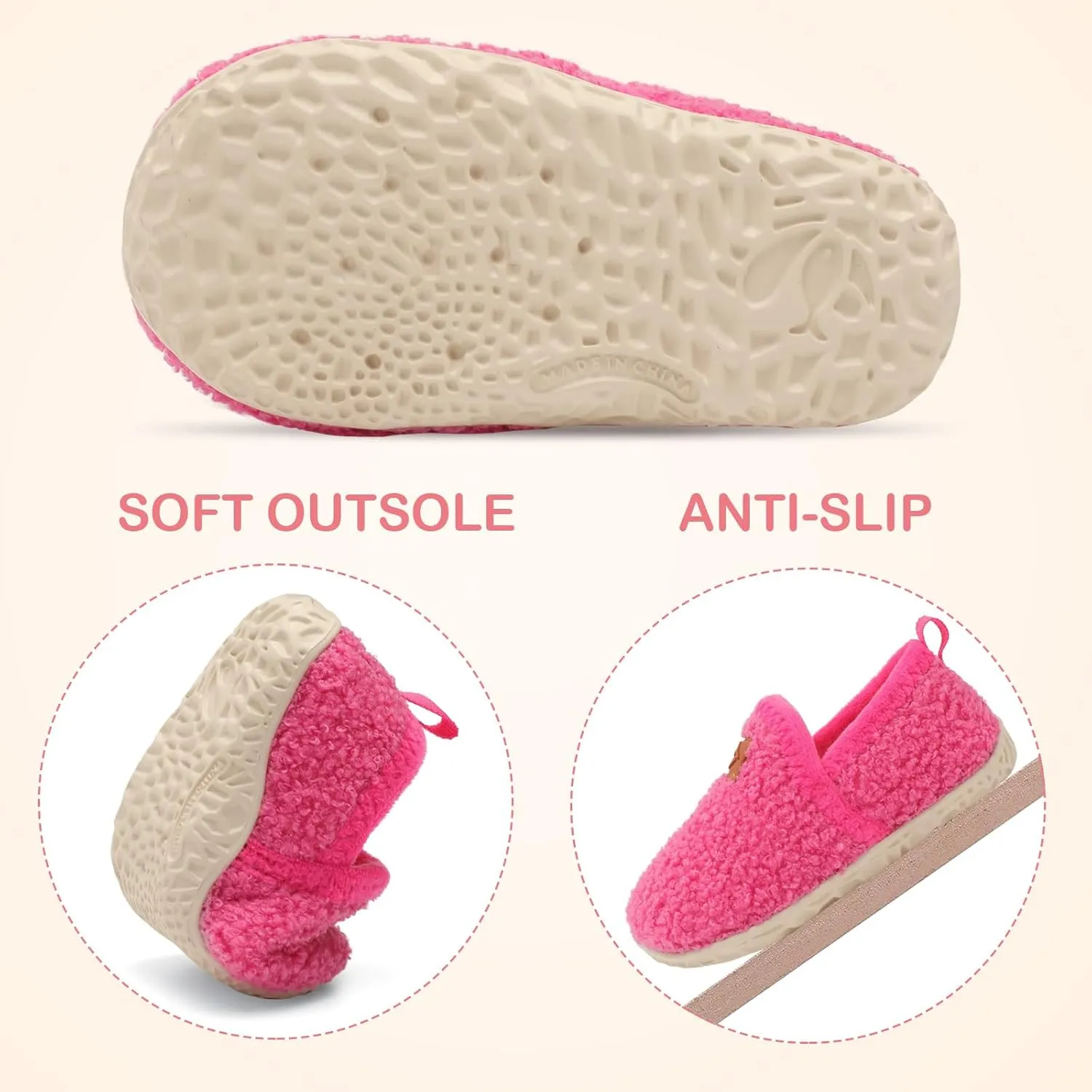 Lefflow Toddler Slippers Boys Girls House Shoes Slip on Baby Sock Shoes Lightweight Outdoor Walking Shoes