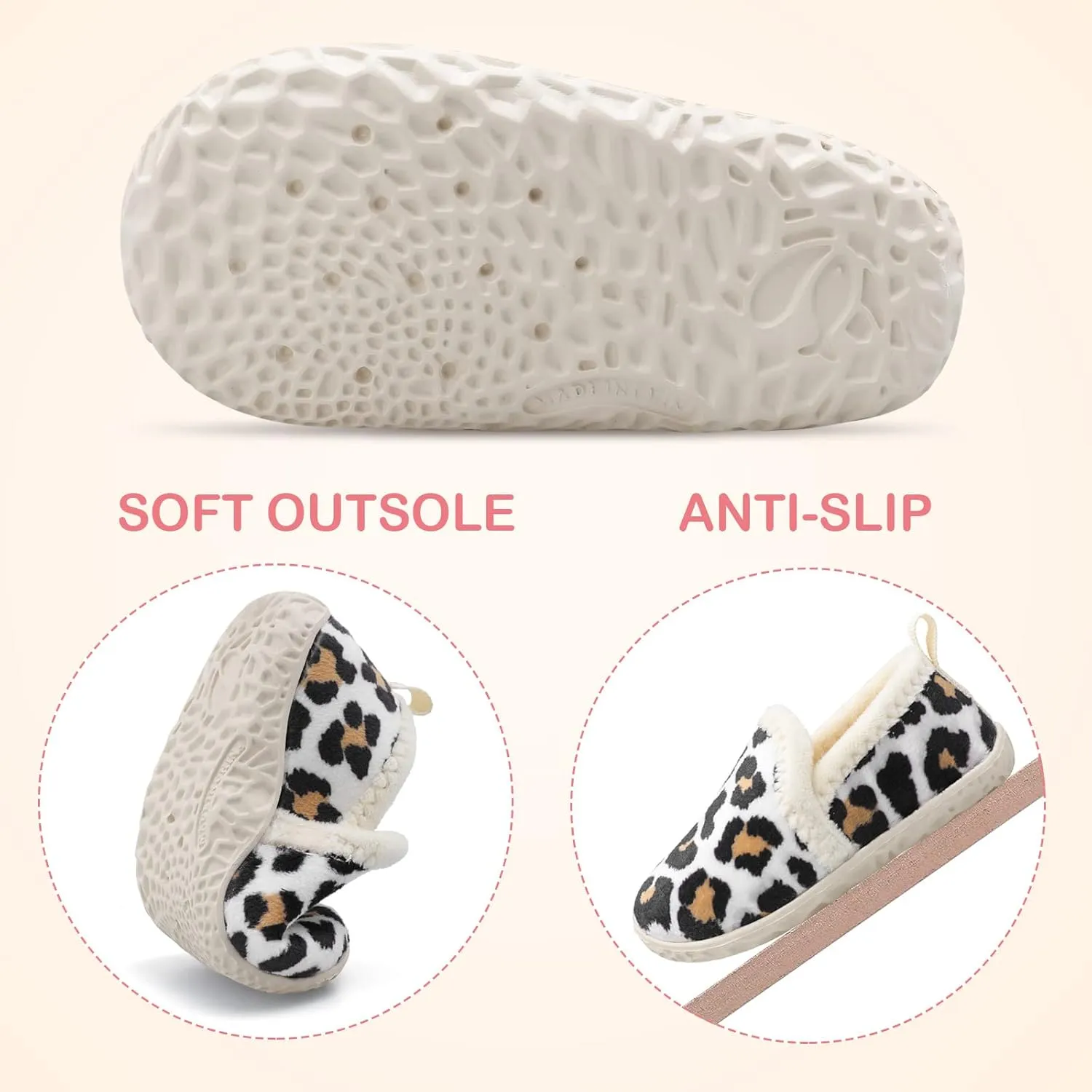 Lefflow Toddler Slippers Boys Girls House Shoes Slip on Baby Sock Shoes Lightweight Outdoor Walking Shoes
