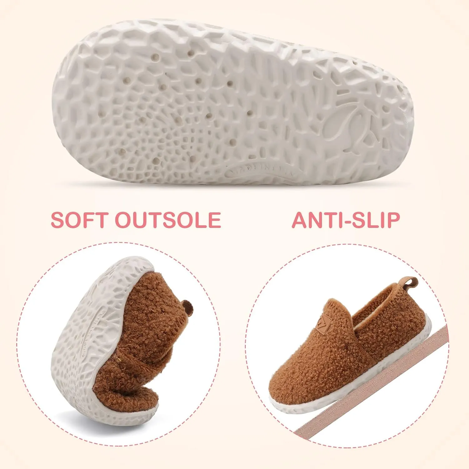 Lefflow Toddler Slippers Boys Girls House Shoes Slip on Baby Sock Shoes Lightweight Outdoor Walking Shoes