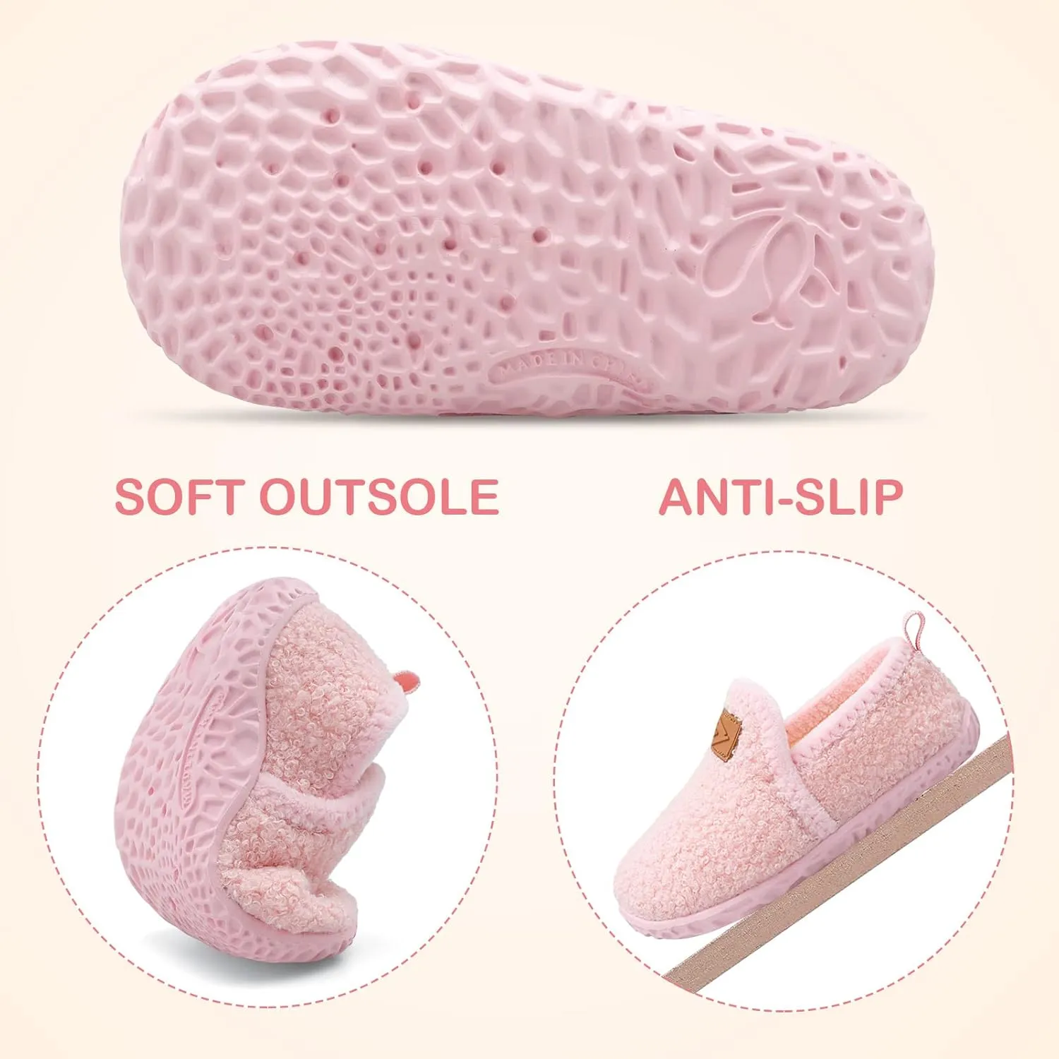 Lefflow Toddler Slippers Boys Girls House Shoes Slip on Baby Sock Shoes Lightweight Outdoor Walking Shoes