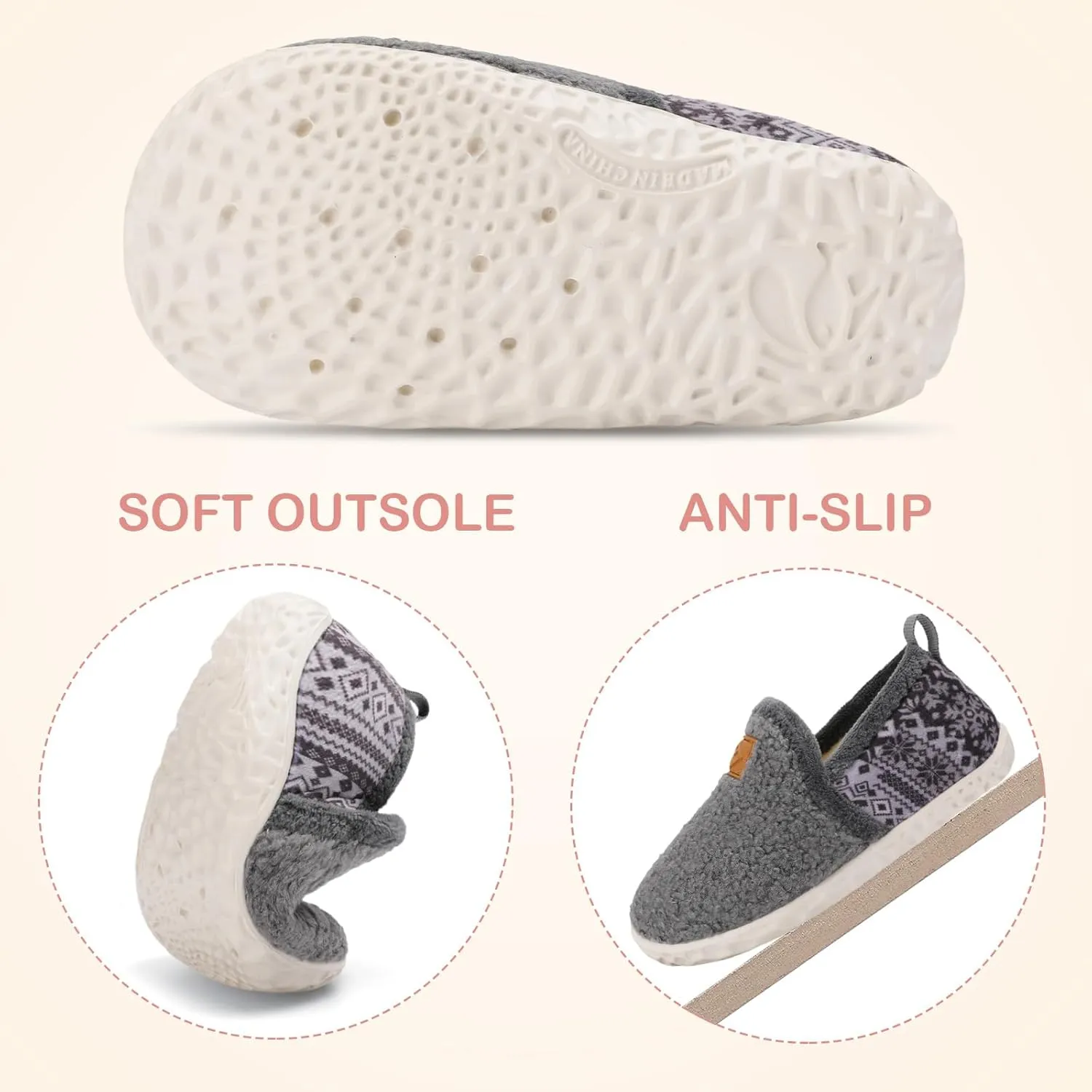 Lefflow Toddler Slippers Boys Girls House Shoes Slip on Baby Sock Shoes Lightweight Outdoor Walking Shoes