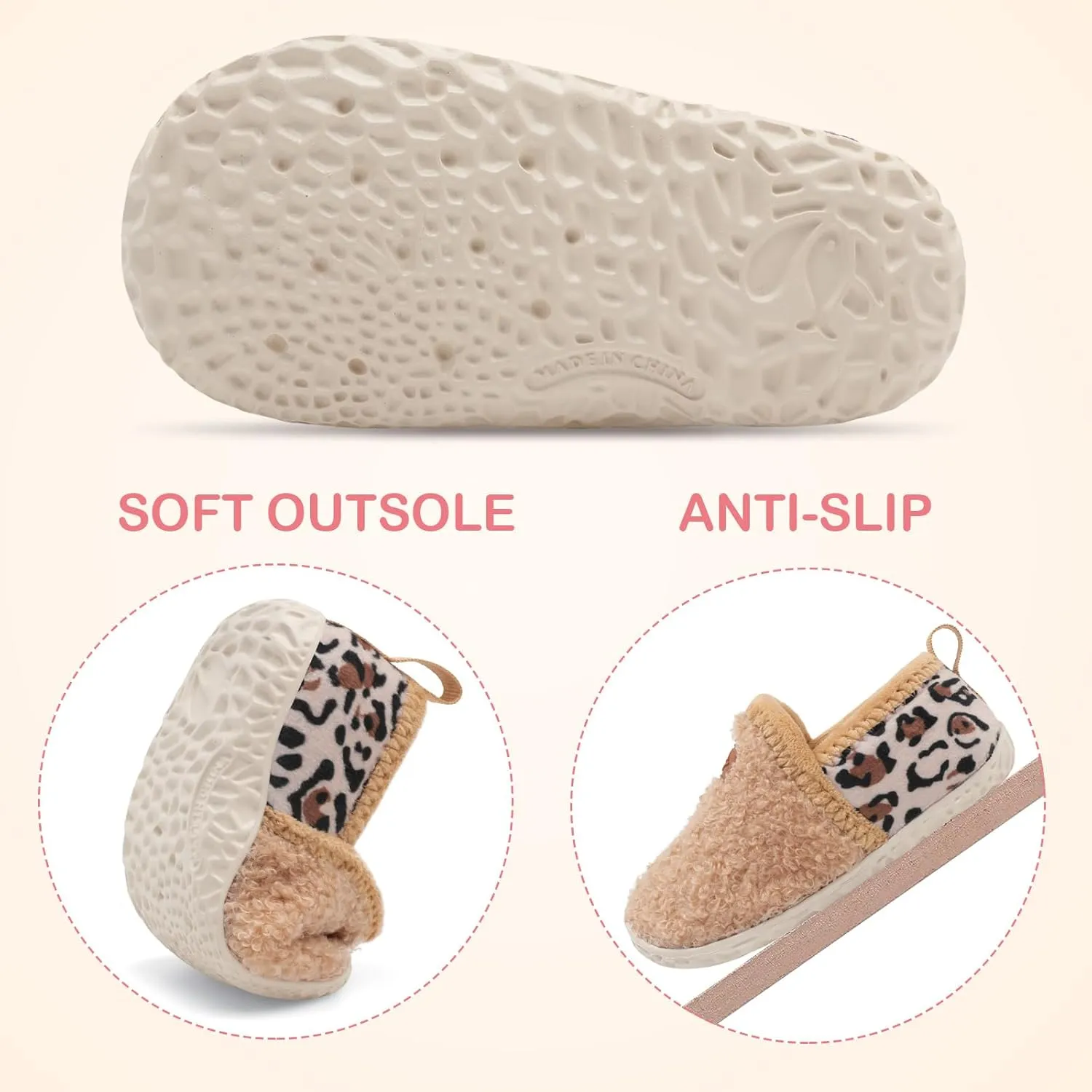 Lefflow Toddler Slippers Boys Girls House Shoes Slip on Baby Sock Shoes Lightweight Outdoor Walking Shoes