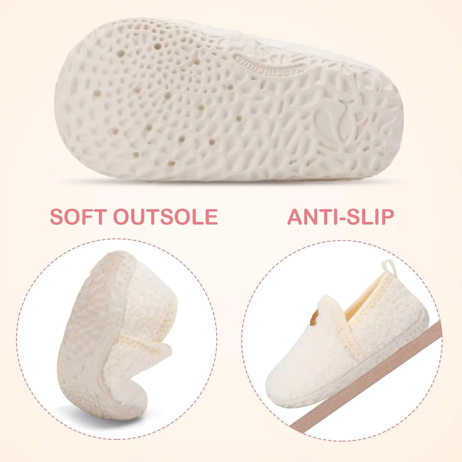 Lefflow Toddler Slippers Boys Girls House Shoes Slip on Baby Sock Shoes Lightweight Outdoor Walking Shoes