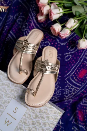 Lexie Metallic Gold Kolhapuri Sandals