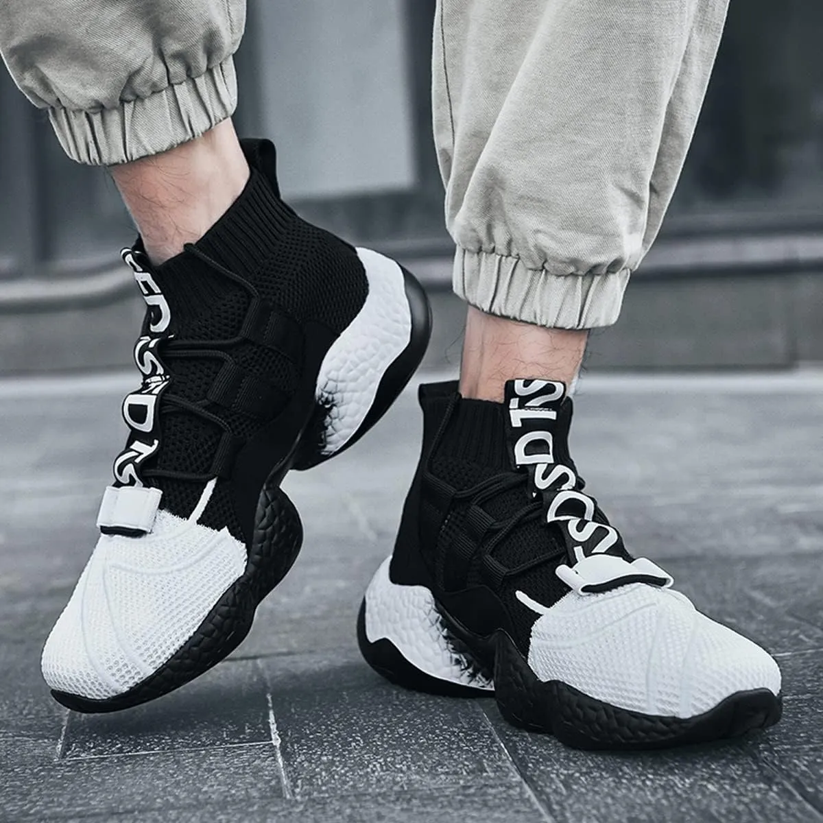 LIBINXIF Women's Men's Upper Light Breathable Fashion Non-Slip Sneakers Comfortable Walking Shoes Couple Shoes Sock Shoes Running Shoes Trainers Shoes Large Shoes