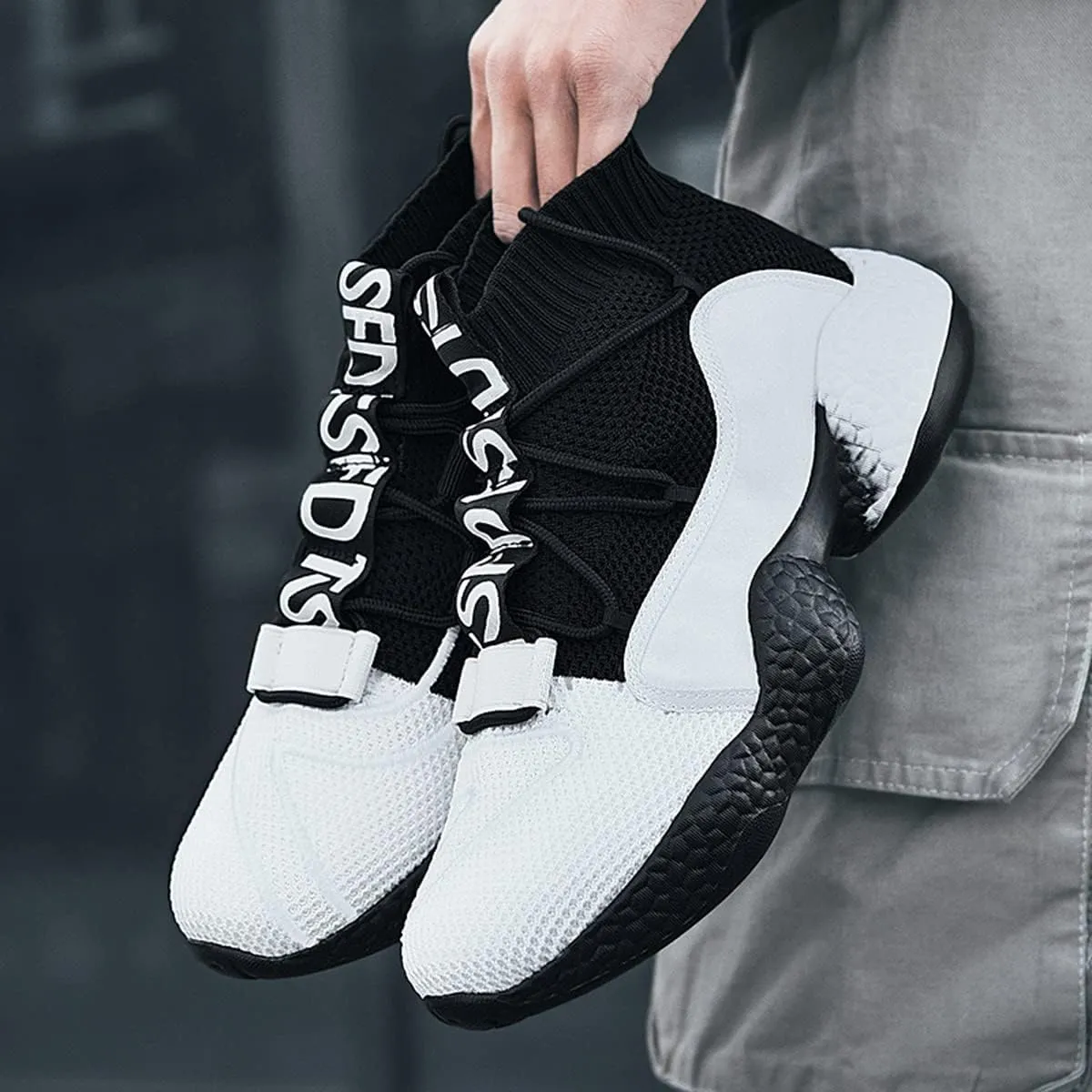 LIBINXIF Women's Men's Upper Light Breathable Fashion Non-Slip Sneakers Comfortable Walking Shoes Couple Shoes Sock Shoes Running Shoes Trainers Shoes Large Shoes
