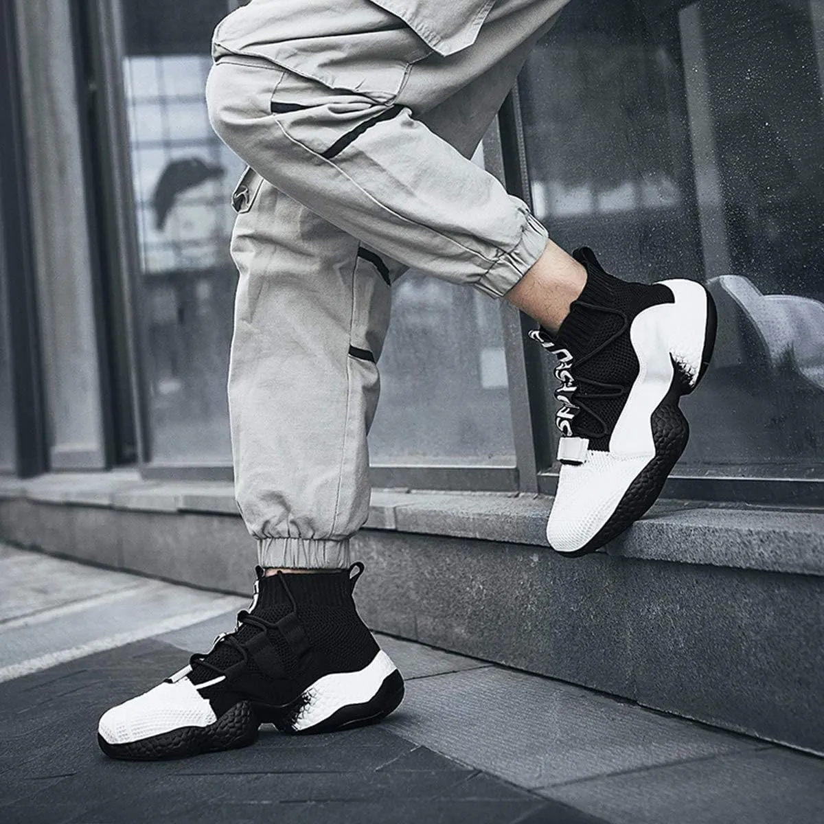 LIBINXIF Women's Men's Upper Light Breathable Fashion Non-Slip Sneakers Comfortable Walking Shoes Couple Shoes Sock Shoes Running Shoes Trainers Shoes Large Shoes
