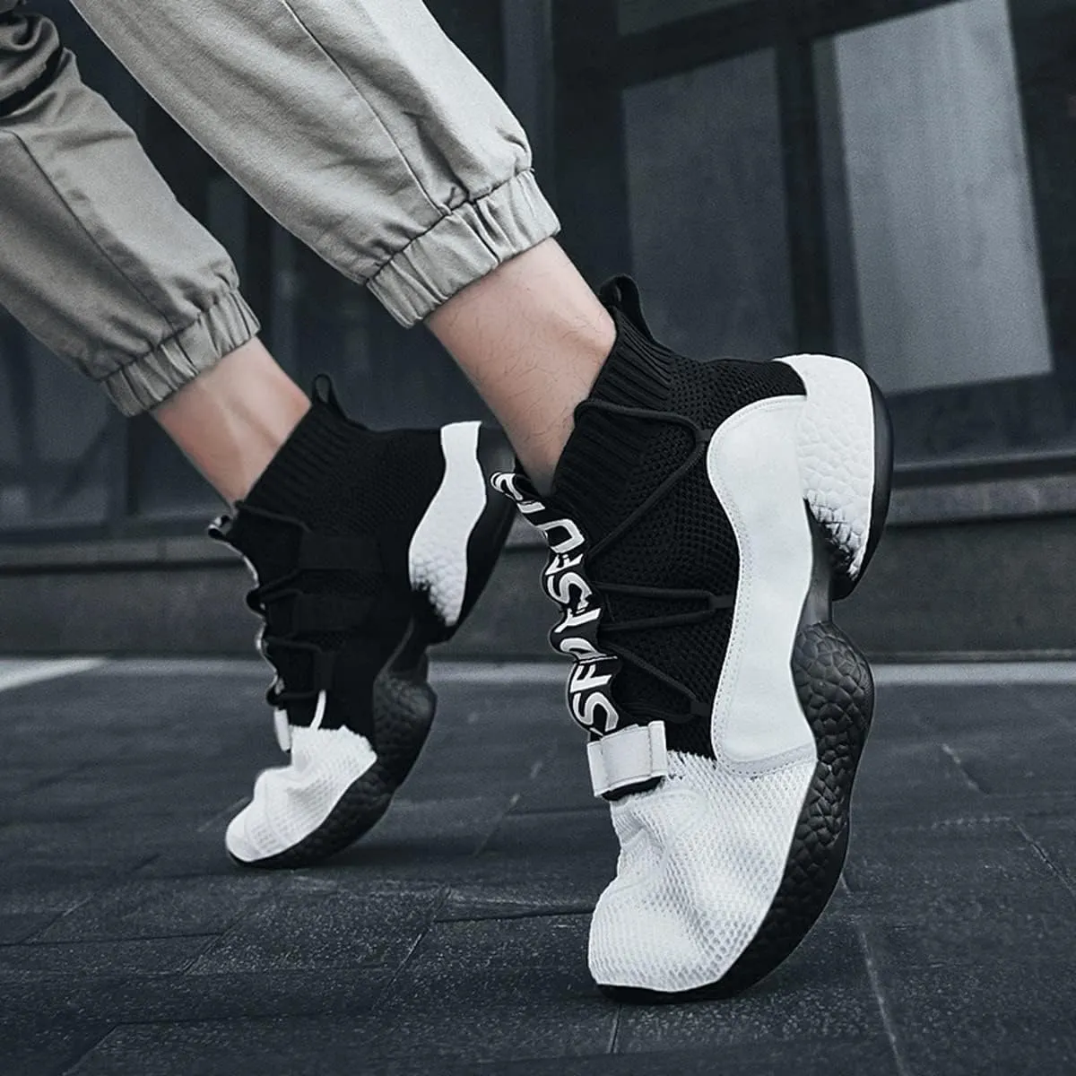 LIBINXIF Women's Men's Upper Light Breathable Fashion Non-Slip Sneakers Comfortable Walking Shoes Couple Shoes Sock Shoes Running Shoes Trainers Shoes Large Shoes