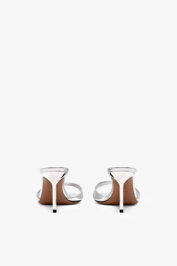LIDIA MULE 70  Silver mirrored leather mule