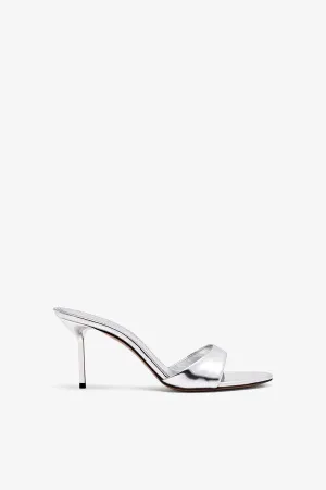 LIDIA MULE 70  Silver mirrored leather mule