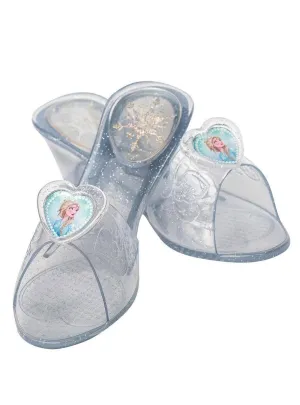 Light Up Frozen Elsa Girls Blue Jelly Costume Shoes