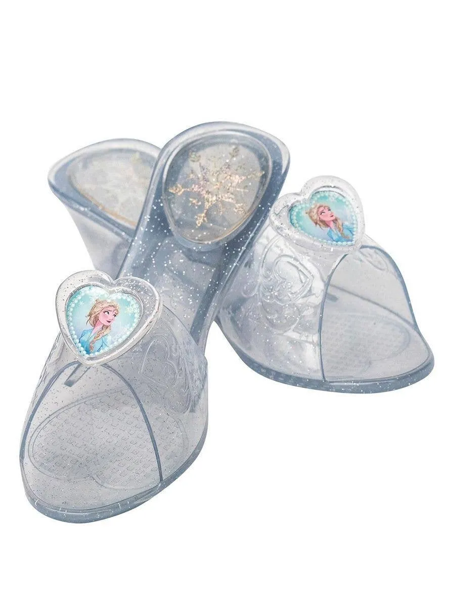 Light Up Frozen Elsa Girls Blue Jelly Costume Shoes