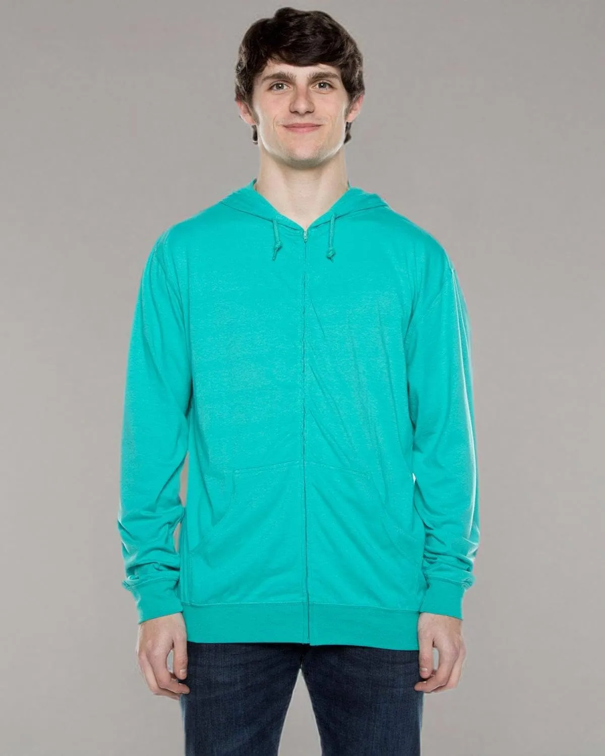 Lightweight Jersey Zip Hoodie for Men – Full Zip Casual Cotton Hoodie, Soft Long Sleeve
