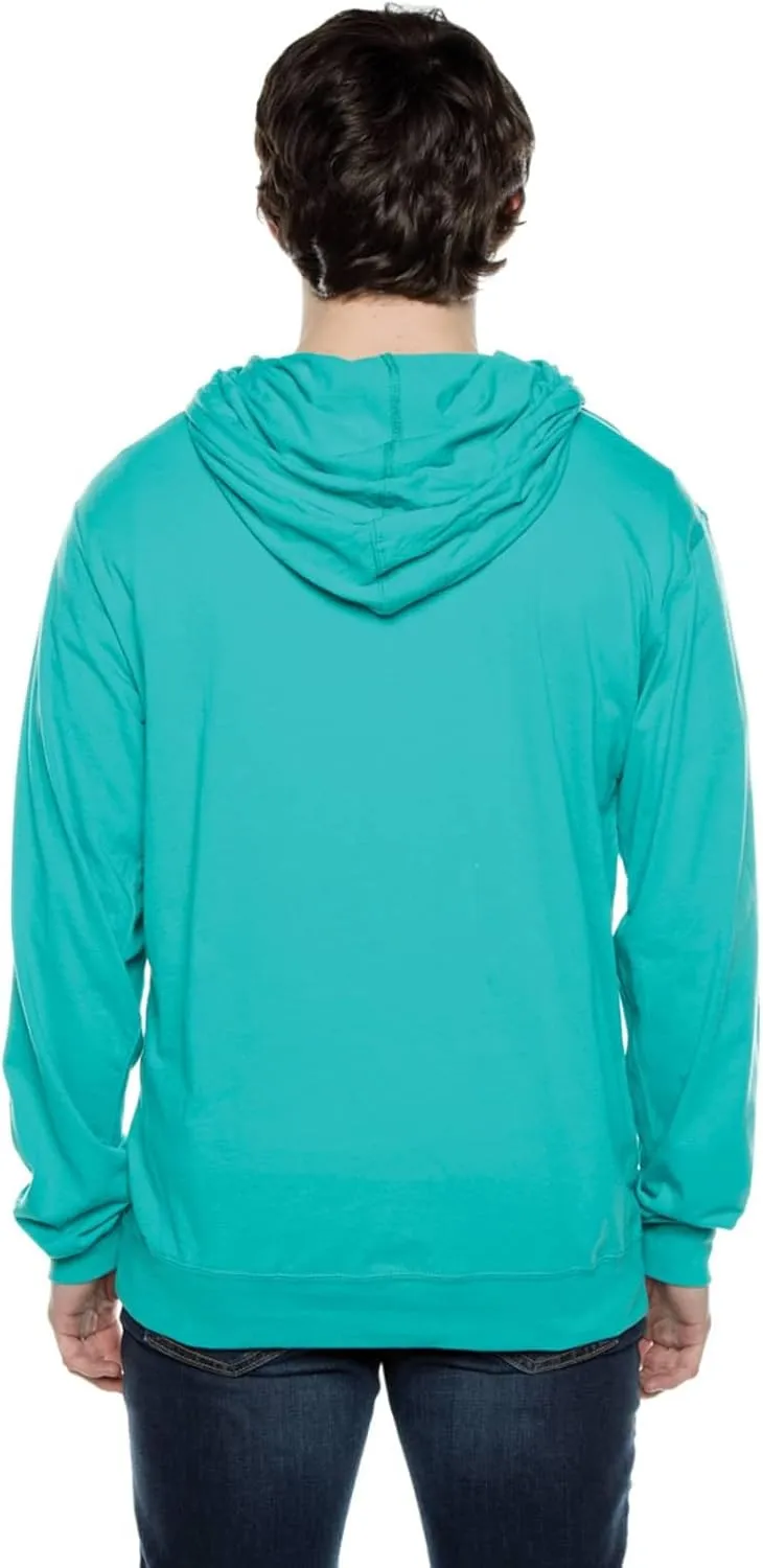 Lightweight Jersey Zip Hoodie for Men – Full Zip Casual Cotton Hoodie, Soft Long Sleeve