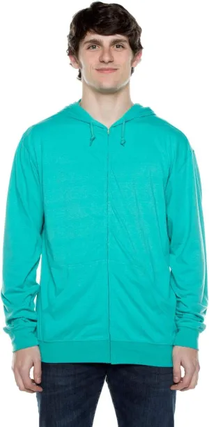 Lightweight Jersey Zip Hoodie for Men – Full Zip Casual Cotton Hoodie, Soft Long Sleeve