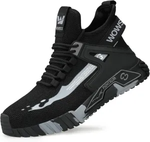 Lightweight Work Safety Steel Toe Sneakers, Durable Breathable Light Construction Tennis Shoes