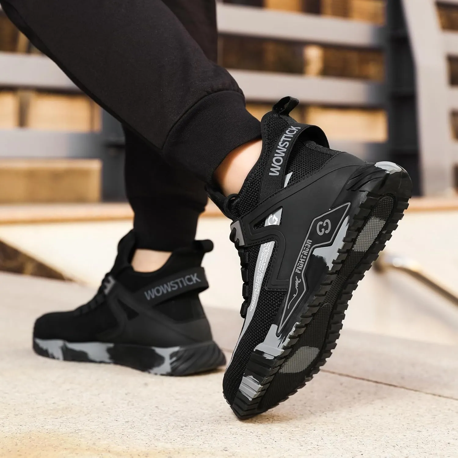 Lightweight Work Safety Steel Toe Sneakers, Durable Breathable Light Construction Tennis Shoes