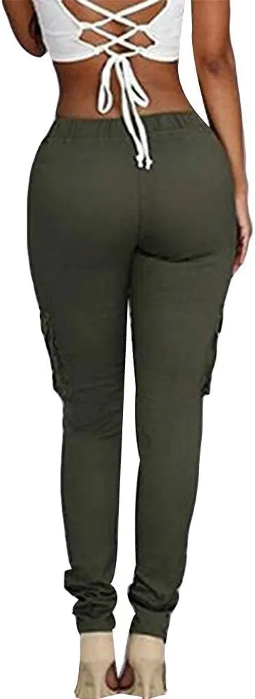 LINGMIN Women's Casaul Stretchy Pull-on Waist Skinny Solid Color Slim Leg Leggings Pants