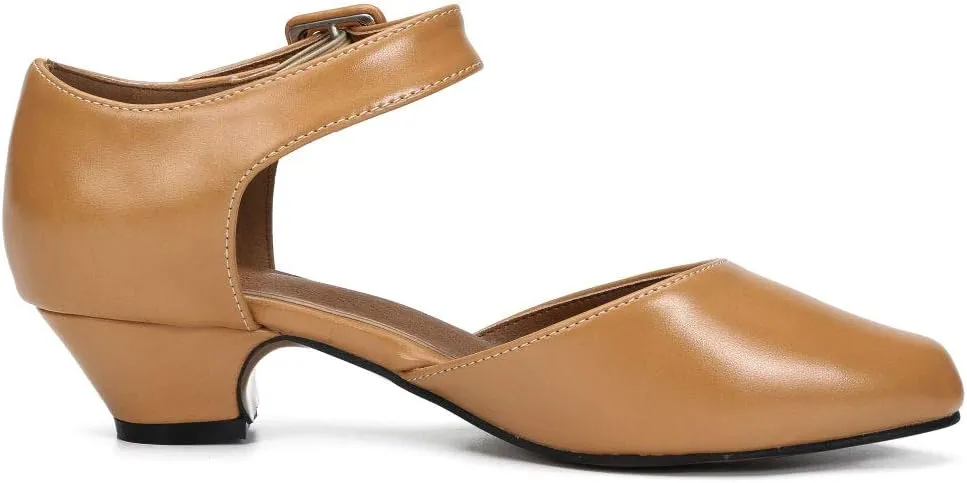 LIURUIJIA Women's Ankle Strap Low Heel Dress Shoes Closed Toe Formal Work Wedding Bridal Heels Comfortable Pumps