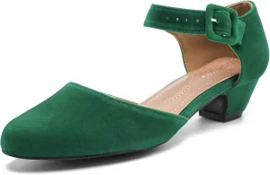 LIURUIJIA Women's Ankle Strap Low Heel Dress Shoes Closed Toe Formal Work Wedding Bridal Heels Comfortable Pumps