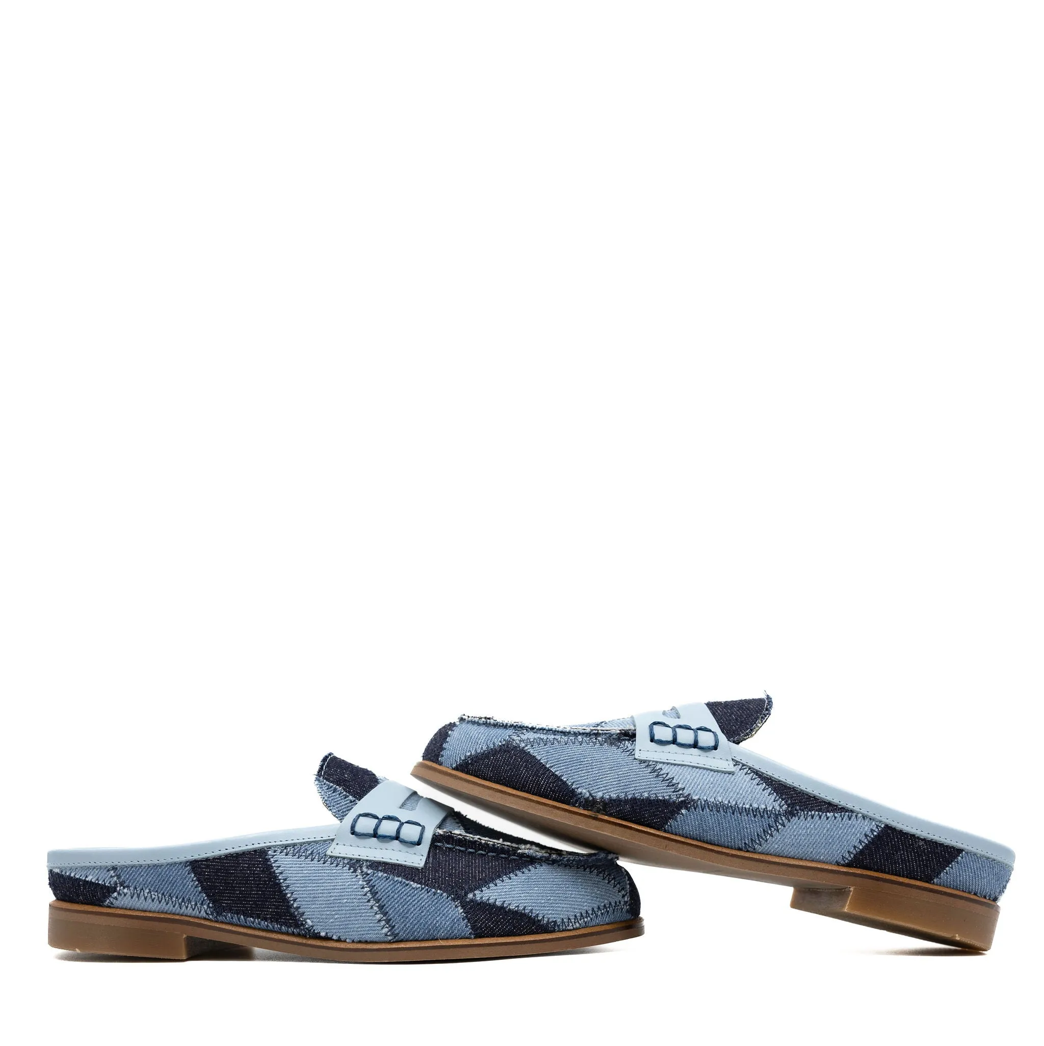 LMDI Denim Patchwork Penny Mule