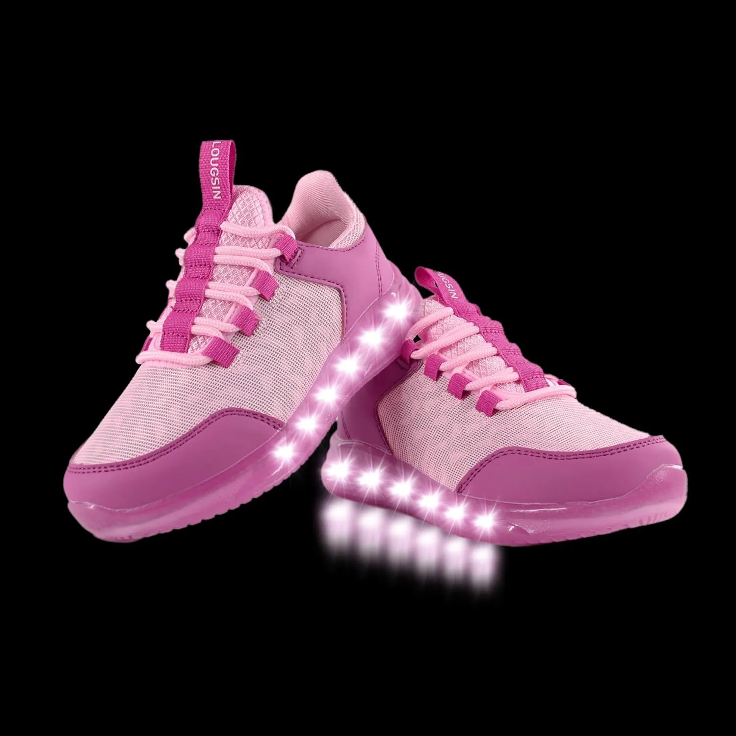 LOUGSIN Boys Girls Light Up Shoes Lightweight Mesh Breathable Adorable GlowDash LED Flashing Running Sneakers for Toddler and Little Kid