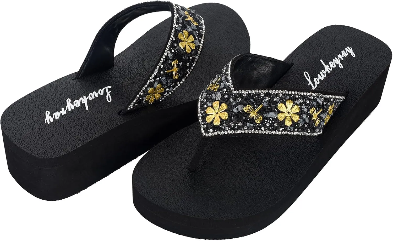 Lowkeyray Women's wedge flip flops Sandal