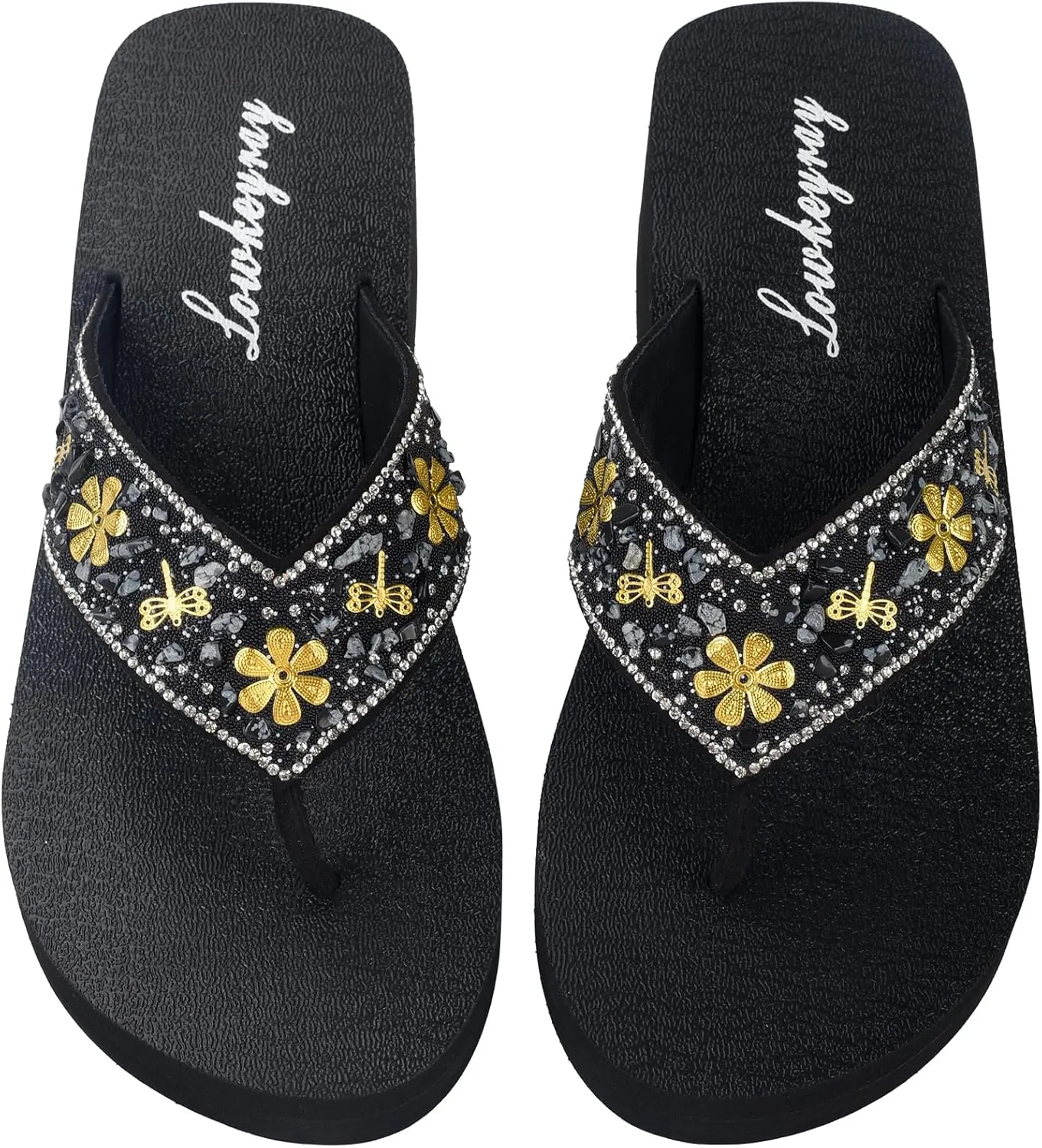 Lowkeyray Women's wedge flip flops Sandal