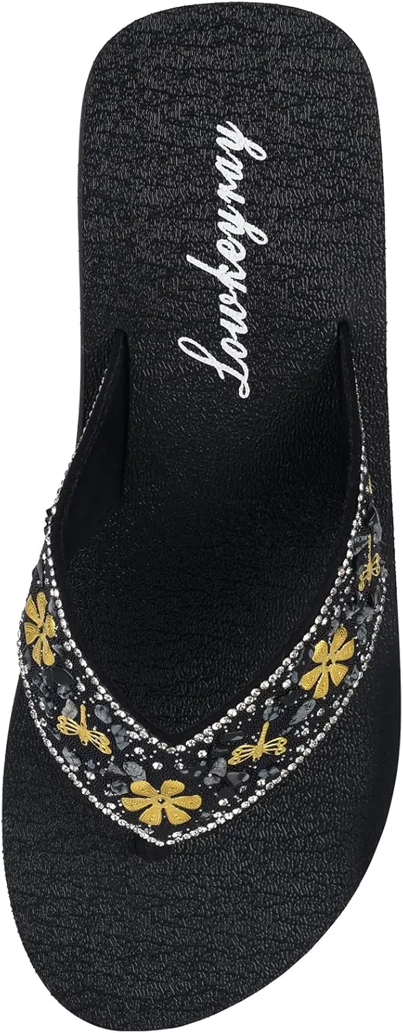 Lowkeyray Women's wedge flip flops Sandal