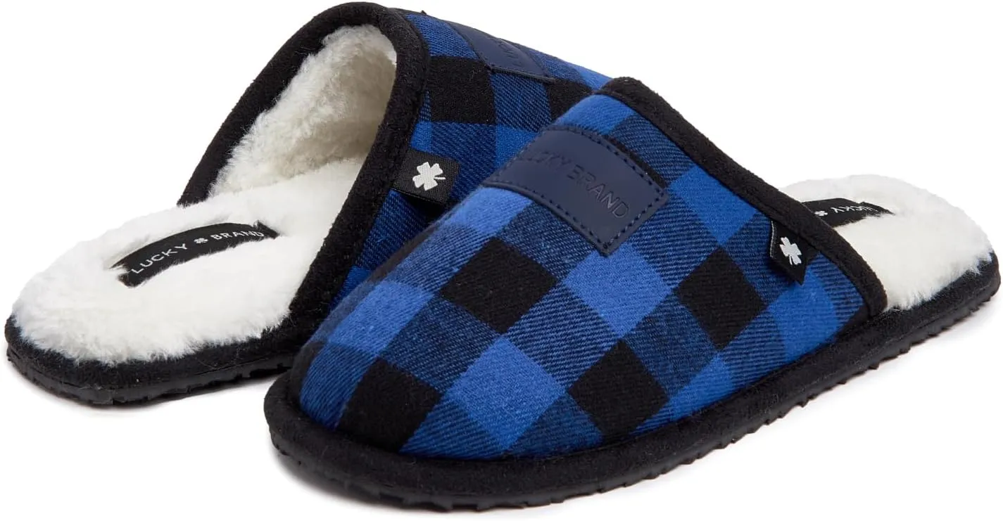 Lucky Brand Boy's Plaid Scuff Slippers – Cozy Comfort with Stylish Plaid Design for Boys