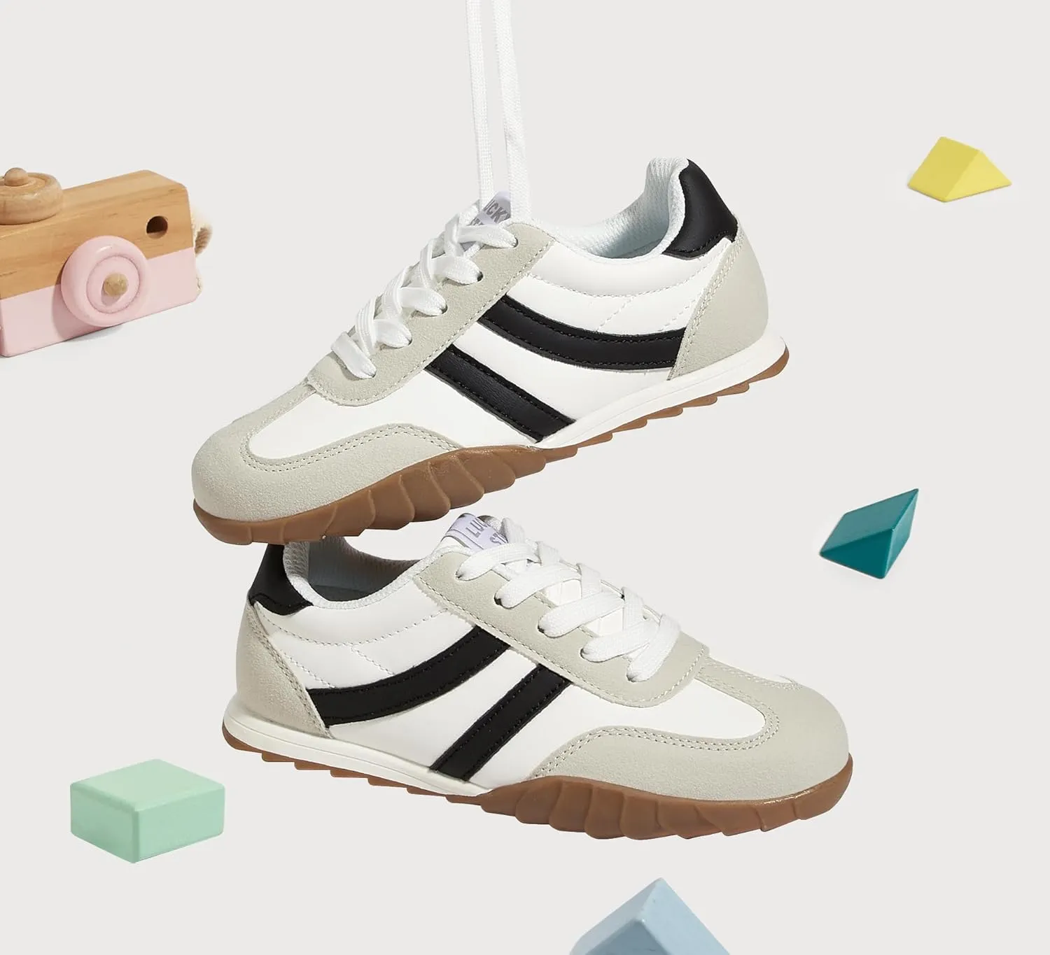 LUCKY STEP Boys Girls Casual Fashion Sneakers Classic Retro Walking Shoes Non Slip Running Trainers for Little Kids