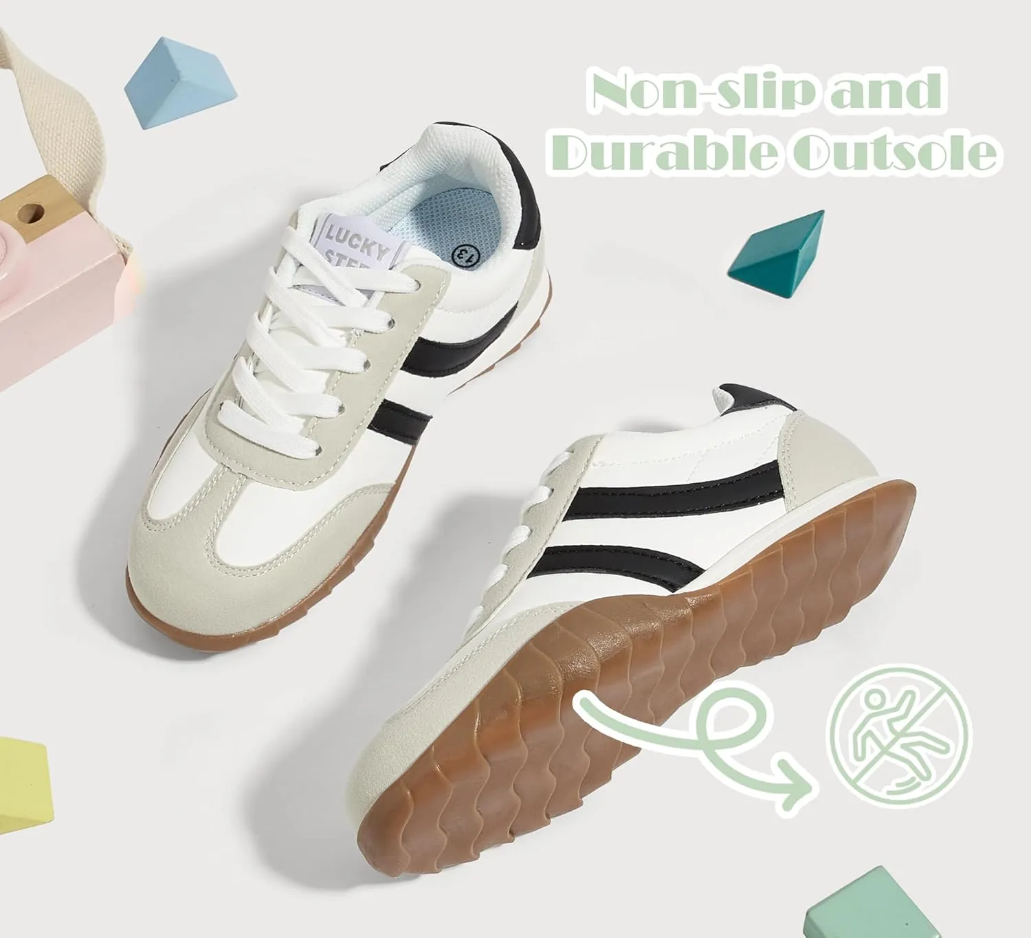 LUCKY STEP Boys Girls Casual Fashion Sneakers Classic Retro Walking Shoes Non Slip Running Trainers for Little Kids