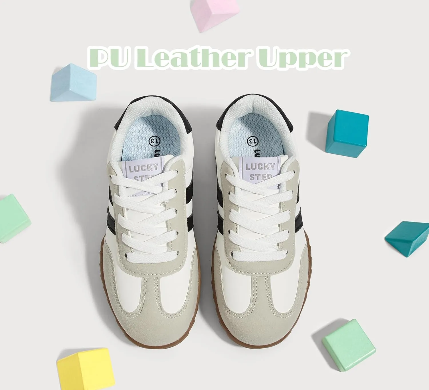 LUCKY STEP Boys Girls Casual Fashion Sneakers Classic Retro Walking Shoes Non Slip Running Trainers for Little Kids