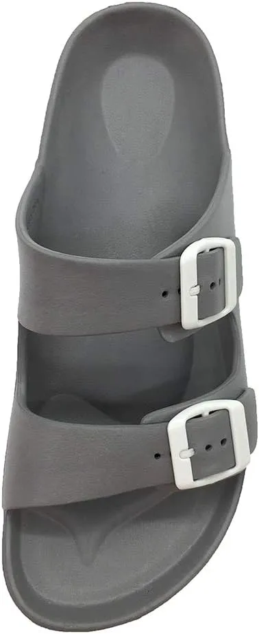 Luffymomo Adjustable Slip on Eva Double Buckle Slides for Mens
