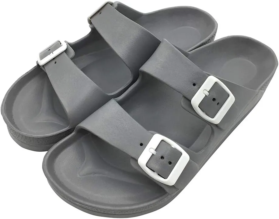 Luffymomo Adjustable Slip on Eva Double Buckle Slides for Mens