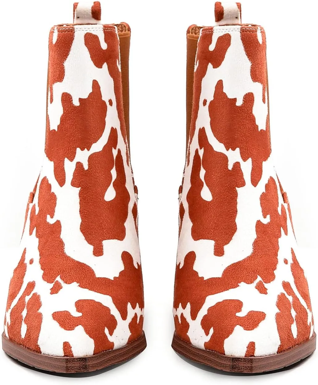 Lutalica Classic Women's Pointed Toe Animal Print Slip On Autumn Winter Stacked Chunky Heel Stretchy Chelsea Ankle Boots