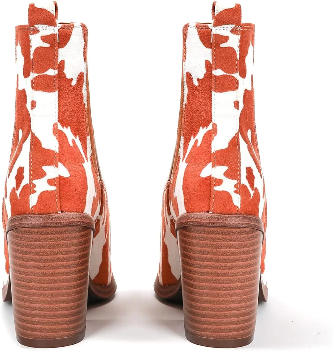 Lutalica Classic Women's Pointed Toe Animal Print Slip On Autumn Winter Stacked Chunky Heel Stretchy Chelsea Ankle Boots