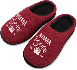 Mama Bear Women's Knitted Cotton Slippers Soft Comfort Warm House Casual Shoes
