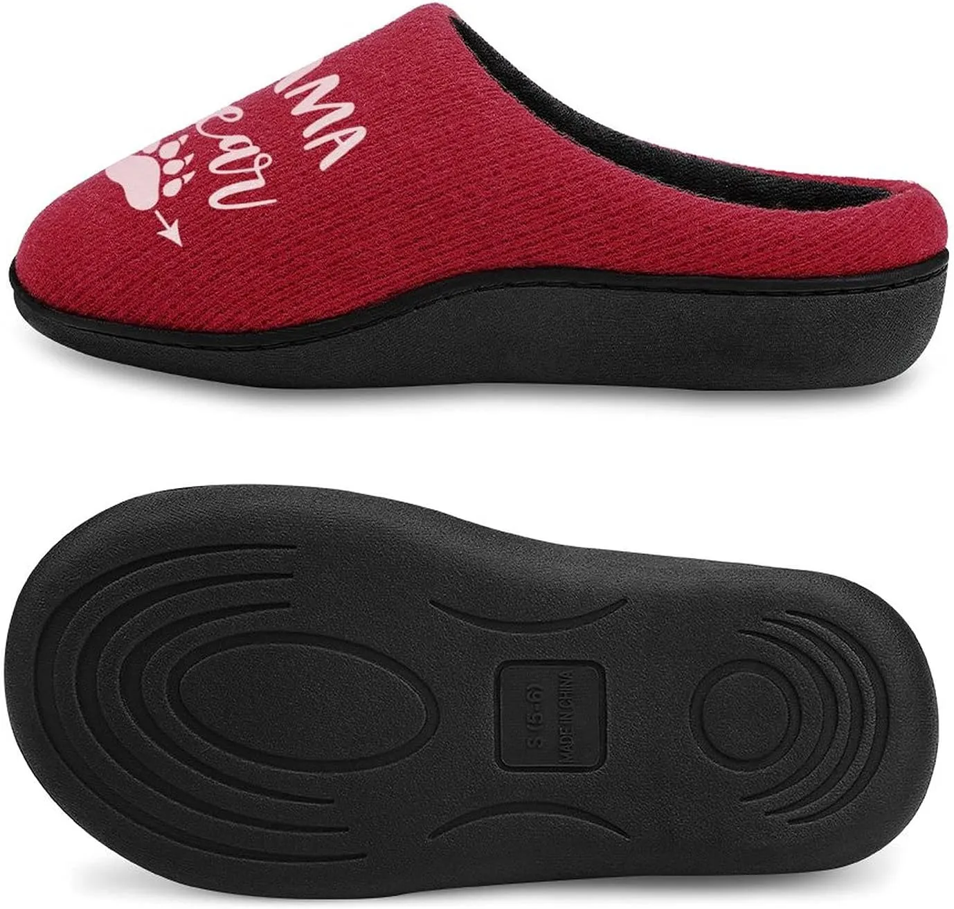 Mama Bear Women's Knitted Cotton Slippers Soft Comfort Warm House Casual Shoes
