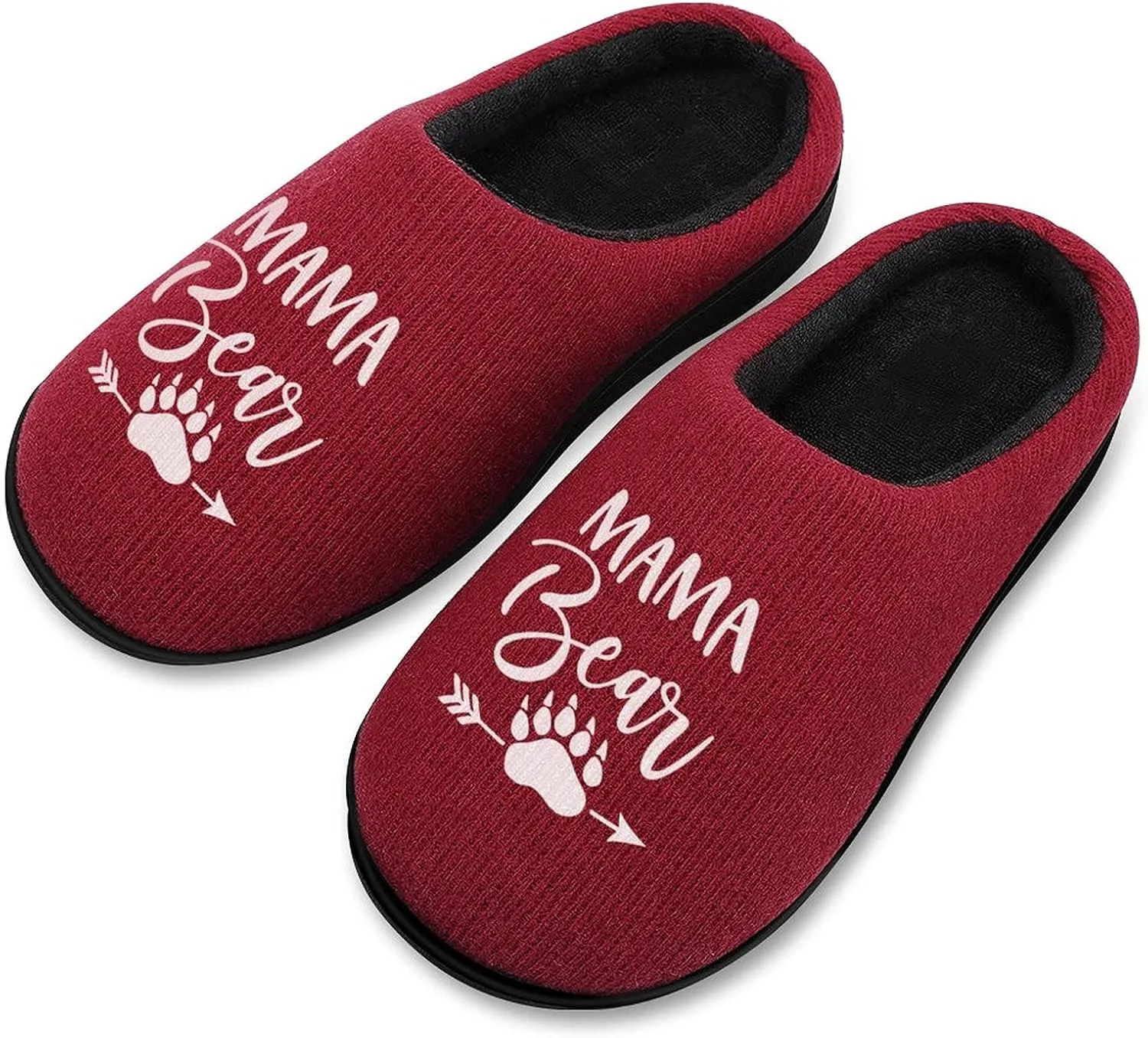 Mama Bear Women's Knitted Cotton Slippers Soft Comfort Warm House Casual Shoes