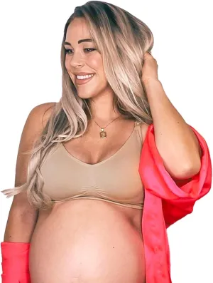 Mamaway Breezy Seamless Nursing Maternity Wireless Bra with Fixed Padding, Odorless, Stretchy for Pregnancy, Breastfeeding