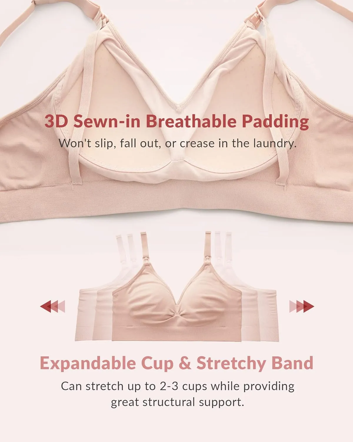 Mamaway Breezy Seamless Nursing Maternity Wireless Bra with Fixed Padding, Odorless, Stretchy for Pregnancy, Breastfeeding