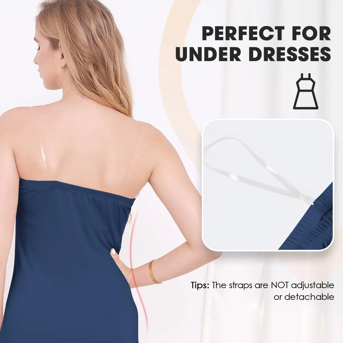 MANCYFIT Women's Tube Top Dress Slip Sleeveless Underdress Invisible Straps