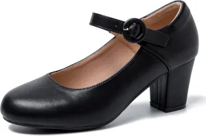 Mary Jane Shoes Women Chunky Heel Pumps Closed Round Toe Ankle Strap Block Heels Comfortable Work Wedding Dress Vintage 1920s Shoes