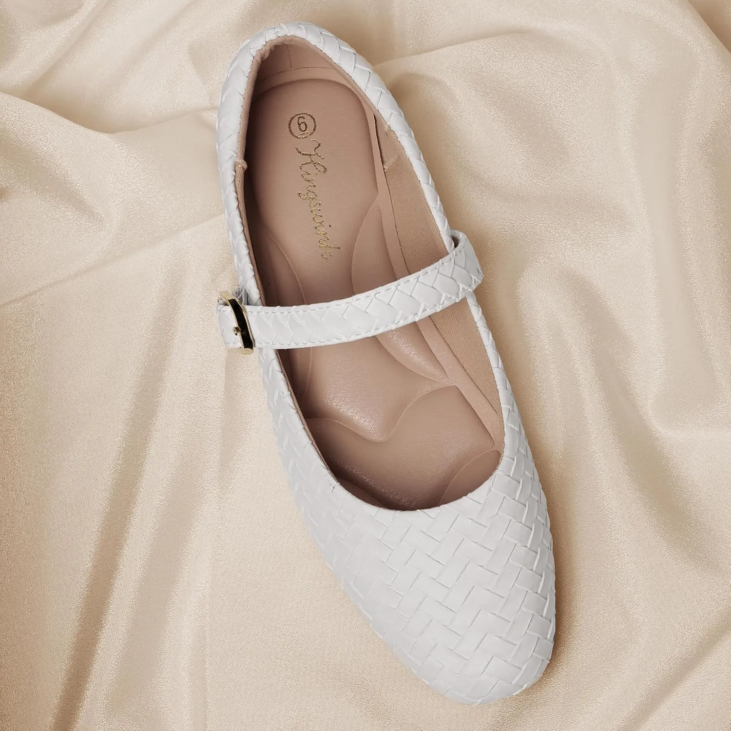 Mary Jane Shoes Women Flats Ballet Flats with Strap Square Toe Buckle MaryJanes for Women Dressy Comfortable