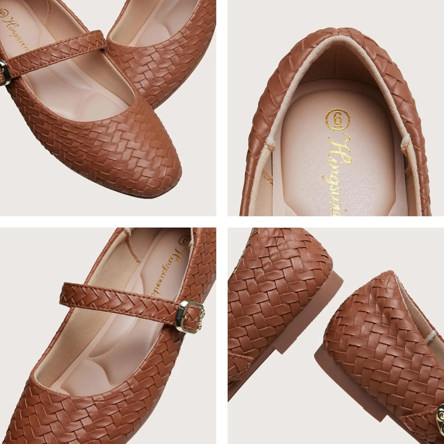 Mary Jane Shoes Women Flats Ballet Flats with Strap Square Toe Buckle MaryJanes for Women Dressy Comfortable