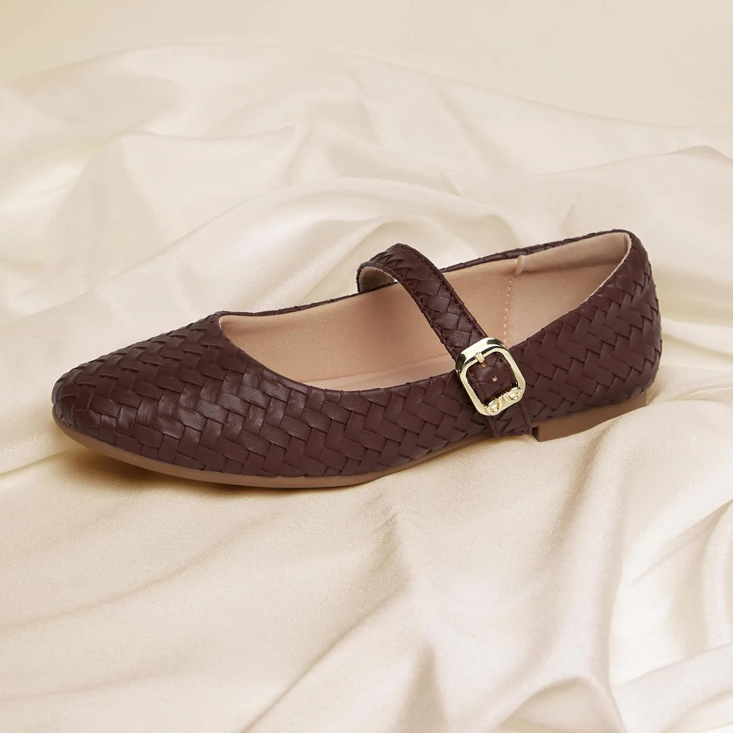 Mary Jane Shoes Women Flats Ballet Flats with Strap Square Toe Buckle MaryJanes for Women Dressy Comfortable