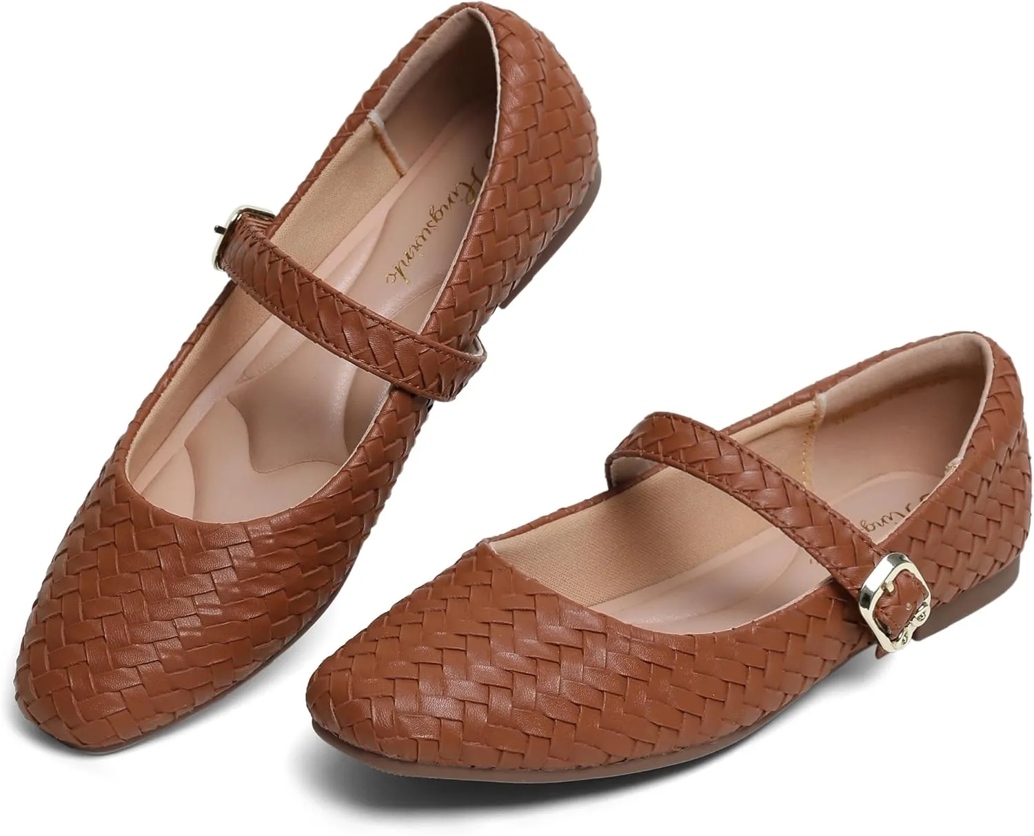 Mary Jane Shoes Women Flats Ballet Flats with Strap Square Toe Buckle MaryJanes for Women Dressy Comfortable